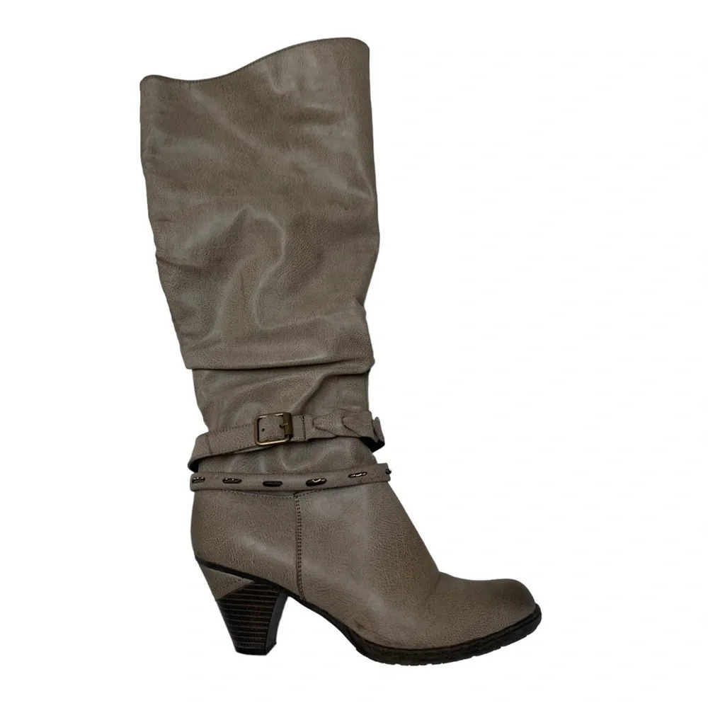 Vangelo Lined Heeled Strap Buckle Tall Boots 39